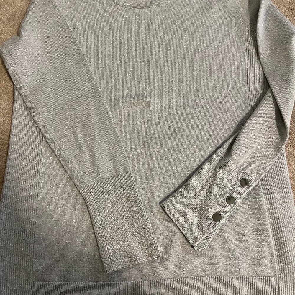 JM Collection Shimmering Silver Sweater
